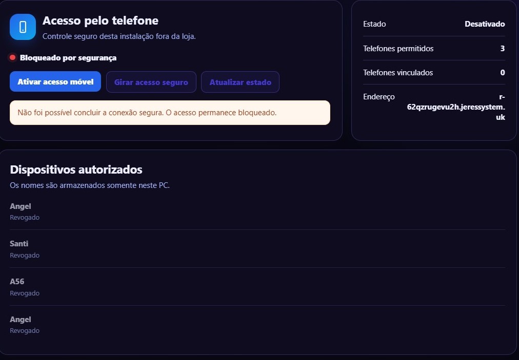 Acesso pelo telefone com JERES Remote